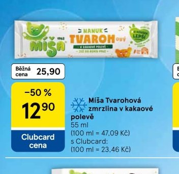 Míša Tvarohová zmrzlina v kakaové polevě 55 ml