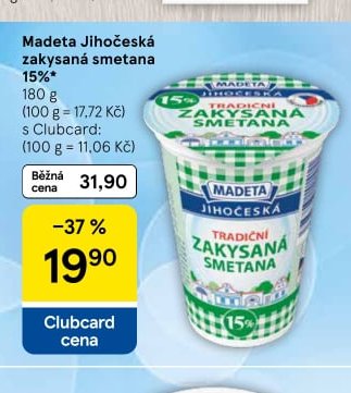 Madeta Jihočeská zakysaná smetana 15%