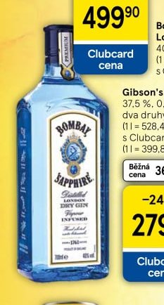 Bombay Sapphire London Dry Gin 40 %, 0,7 l