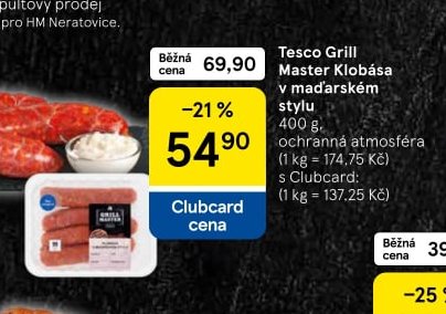 Tesco Grill Master Klobása v maďarském stylu
