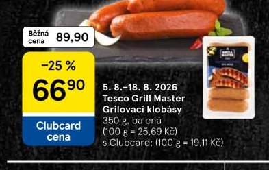Tesco Grill Master Grilovací klobásy