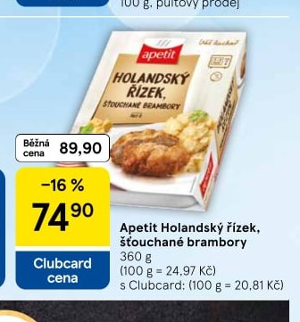 Apetit Holandský řízek, šťouchané brambory