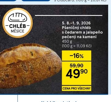 Pšeničný chléb s čedarem a jalapeňo
