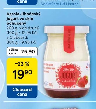 Agrola Jihočeský jogurt ve skle ochucený