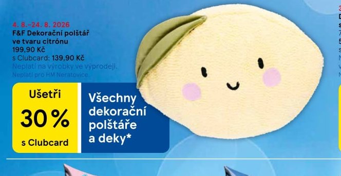 F&F Dekorační polštář ve tvaru citrónu