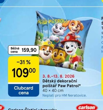Dětský dekorační polštář Paw Patrol