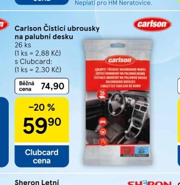 Carlson Čisticí ubrousky na palubní desku