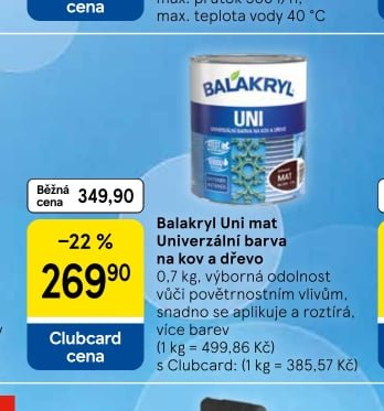 Balakryl Uni mat Univerzální barva na kov a dřevo