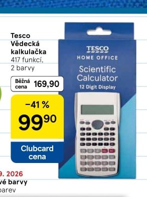 Tesco Vědecká kalkulačka 417 funkcí, 2 barvy