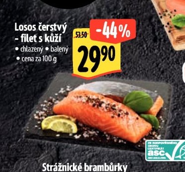 Losos čerstvý - filet s kůží