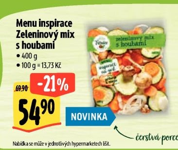 Menu inspirace Zeleninový mix s houbami