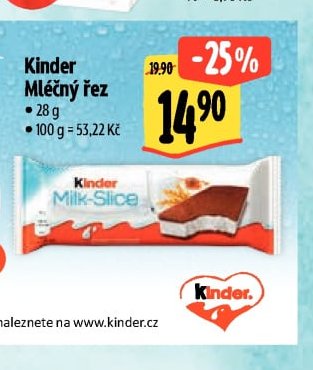 Kinder Mléčný řez