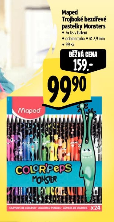 Maped Trojboké bezdřevé pastelky Monsters