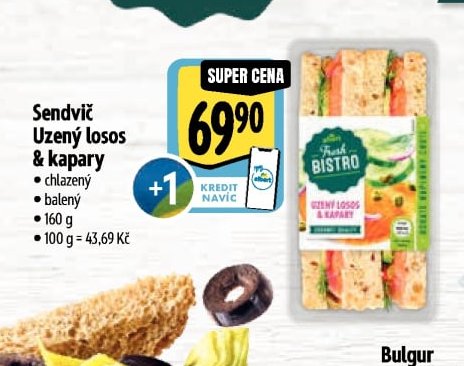 Sendvič Uzený losos & kapary