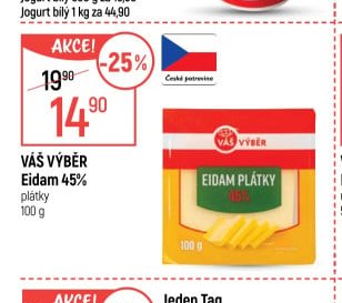 Váš výběr Eidam 45% plátky 100 g