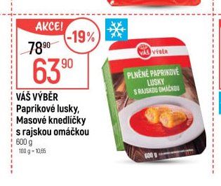 Váš výběr Paprikové lusky, Masové knedlíčky s rajskou omáčkou 600 g