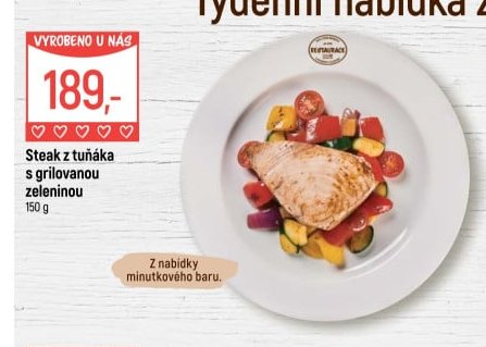 Steak z tuňáka s grilovanou zeleninou