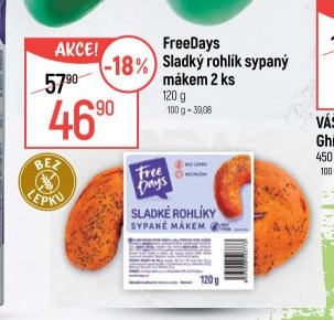 FreeDays sladký rohlík sypaný mákem
