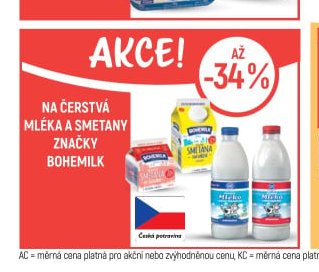 Na čerstvá mléka a smetany značky Bohemilk