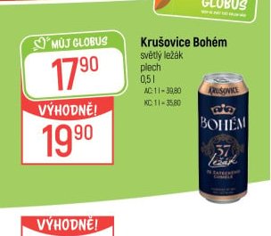 Krušovice Bohém světlý ležák plech 0,5l