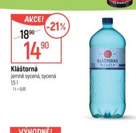Kláštorná jemně sycená, sycená 1,5l