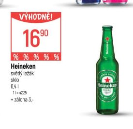 Heineken světlý ležák sklo 0,4l