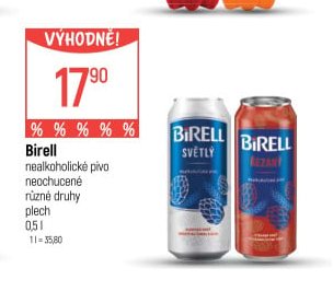 Birell nealkoholické pivo neochucené různé druhy plech 0,5l