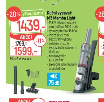 Ruční vysavač M3 Mamba Light