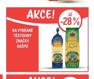 Na vybrané těstoviny značky Gašpo