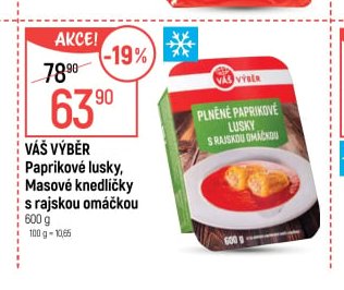 Váš Výběr Paprikové lusky, Masové knedlíčky s rajskou omáčkou