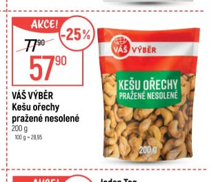 Váš Výběr Kešu ořechy pražené nesolené