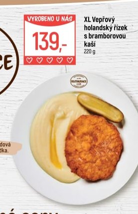 XL Vepřový holandský řízek s bramborovou kaší