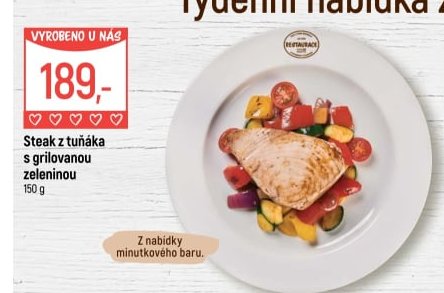 Steak z tuňáka s grilovanou zeleninou