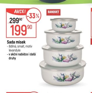 Sada misek 8dílná, smalt, motiv levandule