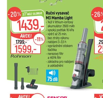 Ruční vysavač M3 Mamba Light
