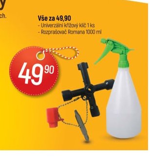 Vše za 49,90 (Křížový klíč, Rozprašovač)