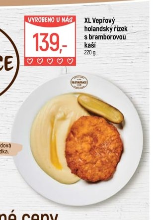 XL Vepřový holandský řízek s bramborovou kaší