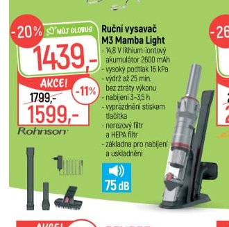 Ruční vysavač M3 Mamba Light