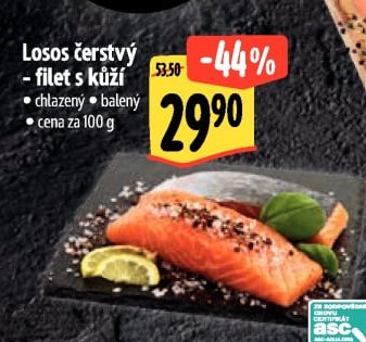 Losos čerstvý - filet s kůží