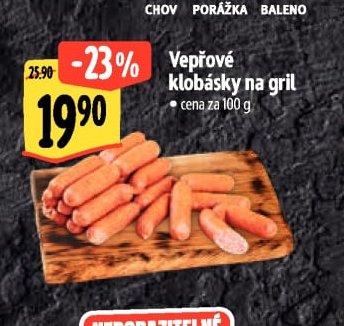 Vepřové klobásy na gril