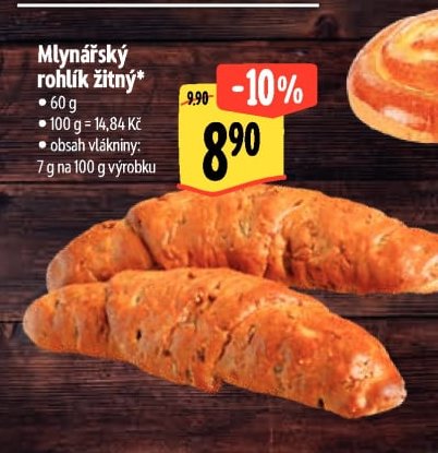 Mlynářský rohlík žitný