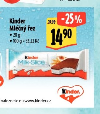 Kinder Mléčný řez