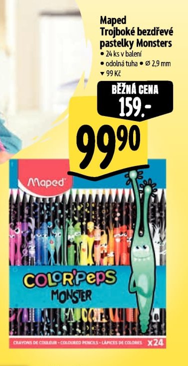 Maped Trojboké bezdřevé pastelky Monsters