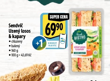 Sendvič Uzený losos & kapary