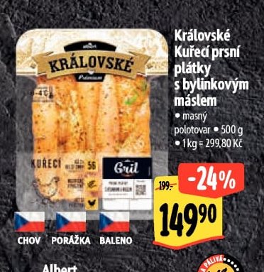 Královské Kuřecí prsní plátky s bylinkovým máslem