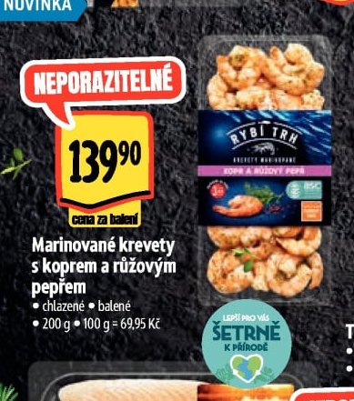 Marinované krevety s koprem a růžovým pepřem