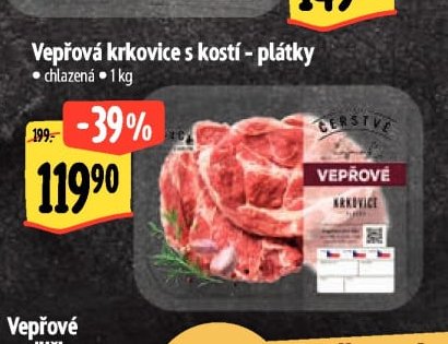Vepřová krkovice s kostí - plátky