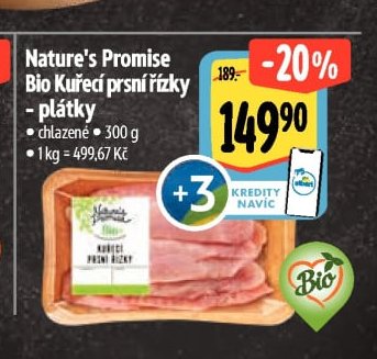 Nature's Promise Bio Kuřecí prsní řízky - plátky