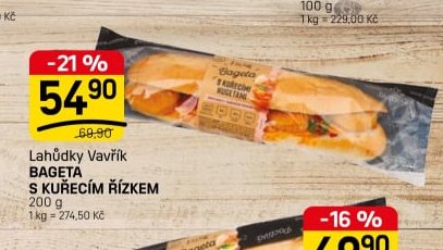 Lahůdky Vavřík BAGETA S KUŘECÍM ŘÍZKEM