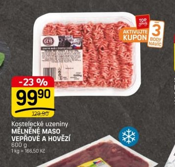 Kostelecké uzeniny MĚLNĚNÉ MASO VEPŘOVÉ A HOVĚZÍ